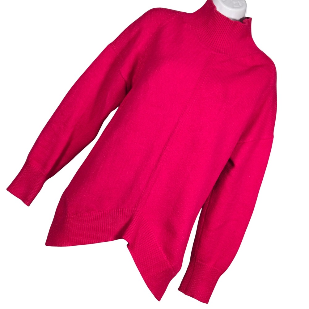 Maeve Anthropologie Mock Neck Sweater Women Small Pink Tulip Hem Rib Knit